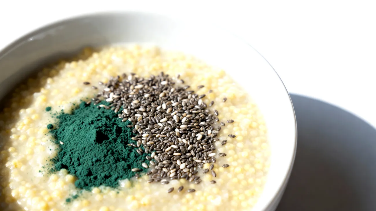 Porridge di miglio con semi di chia e spirulina"